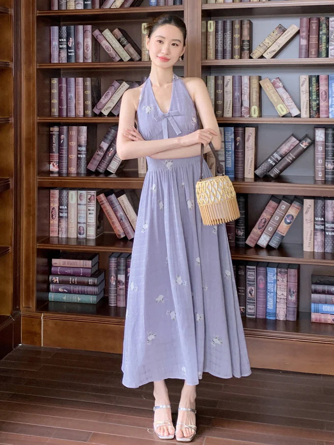 Lavender Bow Halter Dress