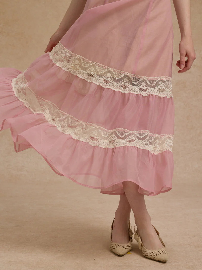 Blush Lace Ribbon Fairytale Dress