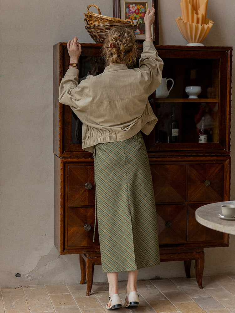 Classic Plaid Retro Green Checkered Skirt