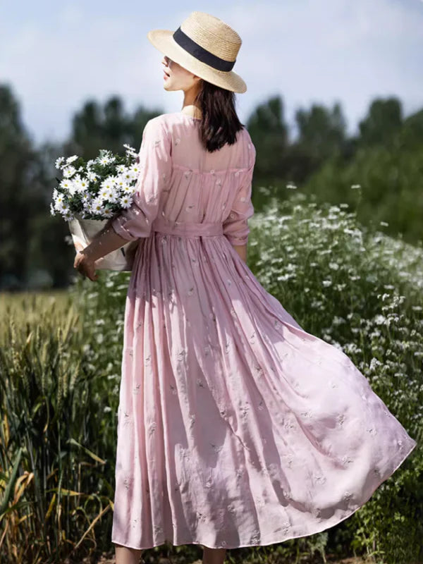 Sunlit Garden Floral Embroidered Dress