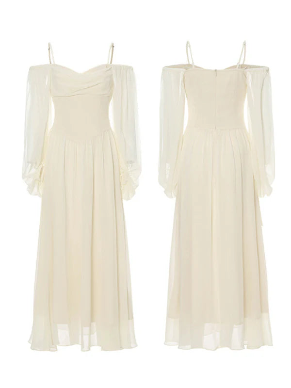 Ethereal Off-Shoulder Chiffon Dress