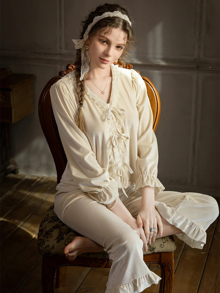 White Velvet Ribbon Pajama
