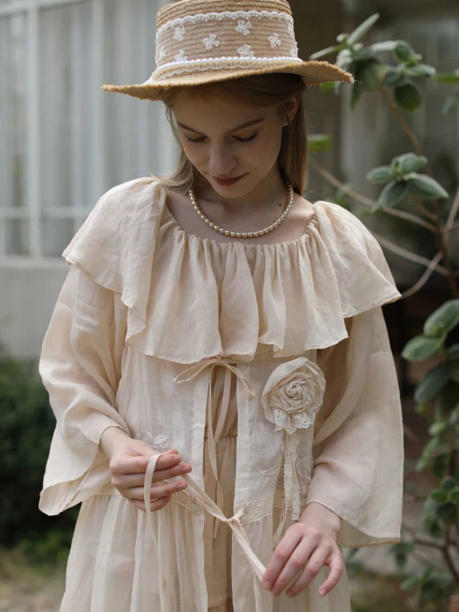 Sunlit Ruffle Linen Dress