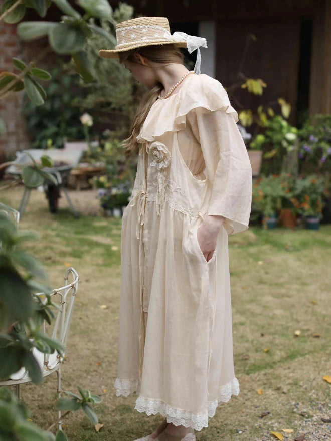 Cottage Bloom Embroidered Cotton Slip Dress