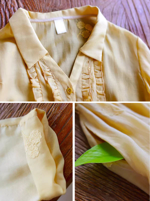 Embroidered Yellow Leaf Dress