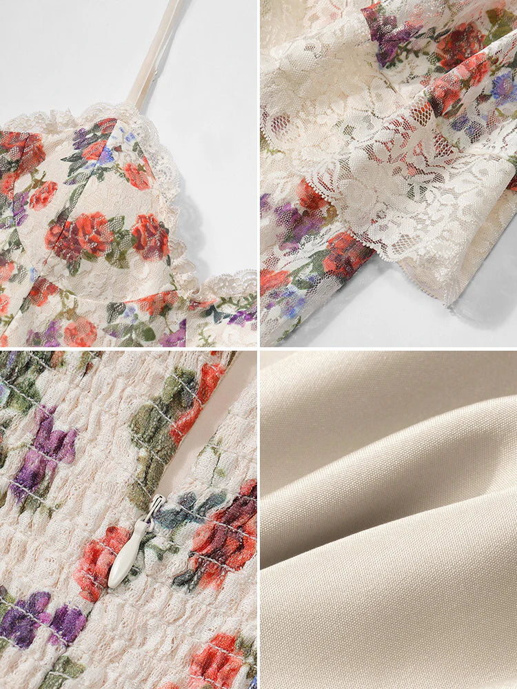 Fairytale Rose Draped Lace Dress