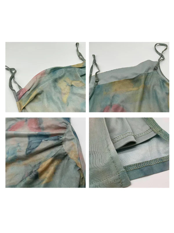 Dreamy Watercolor Mesh Slip Dress