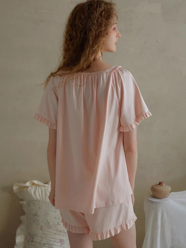 Soft Ruffle Cotton Pajama Set