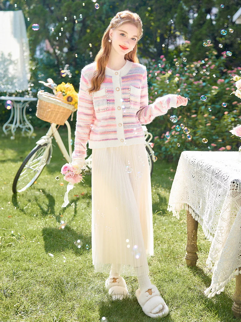 Pastel Dream Striped Cozy Cardigan