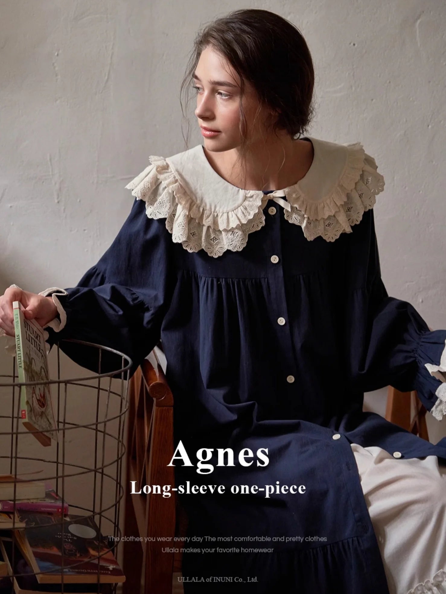 Midnight Lace Collar Nightgown