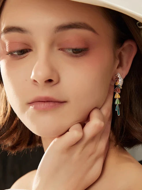 Tropical Parrot Dangle Earrings