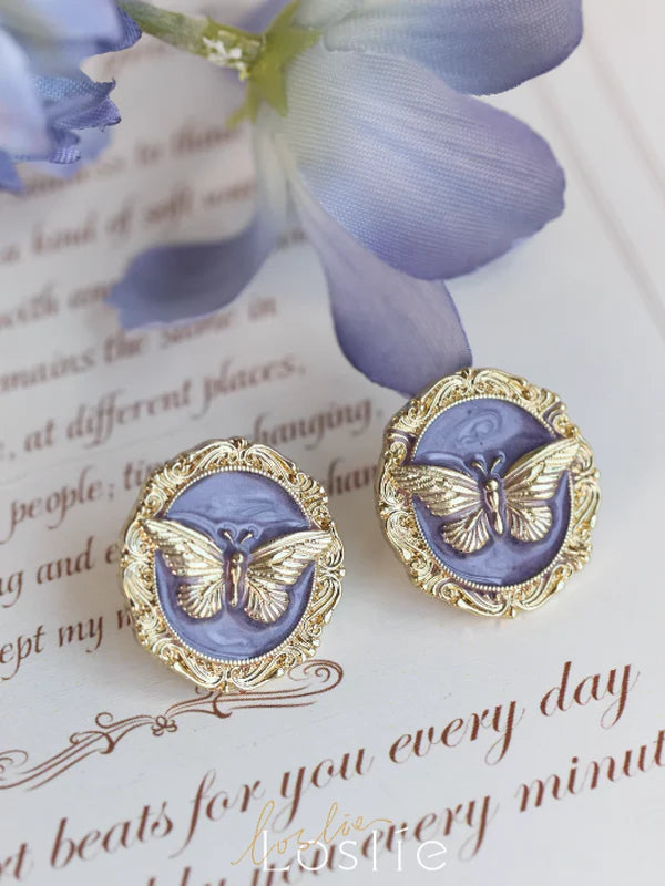 Painting Butterfly Retro Vintage Earrings