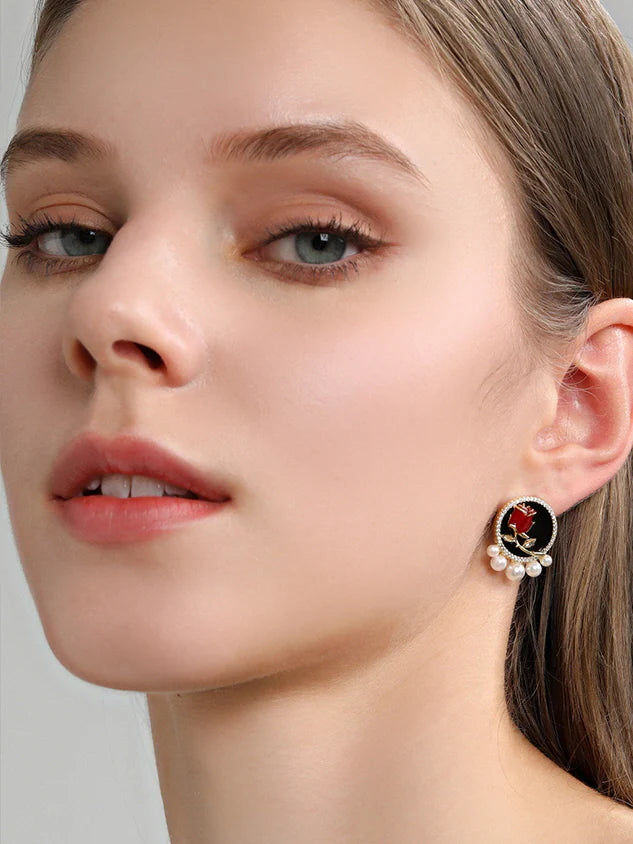 Elegant Rose Stud Earrings