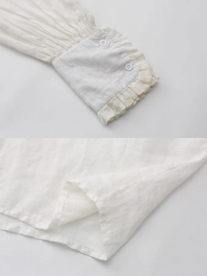 Ruffled Cloud Linen Blouse