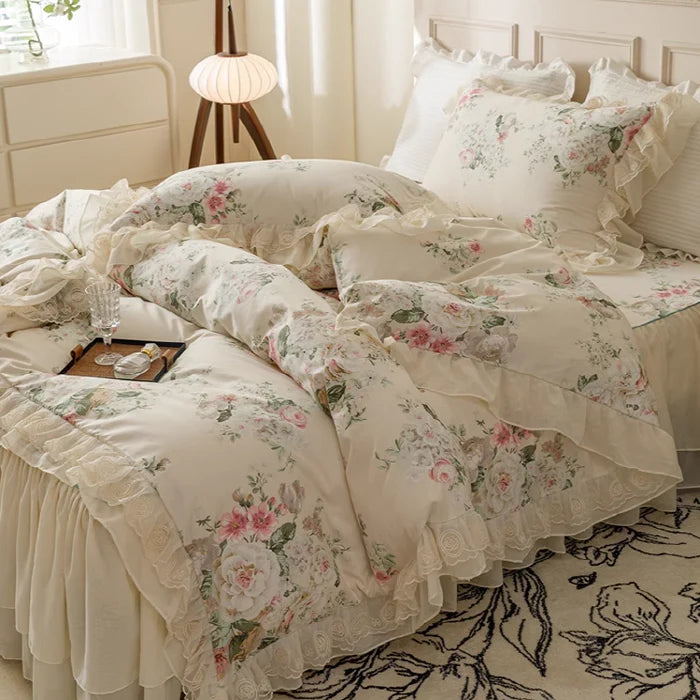 Floral Princess Cotton Frill Bedding Set