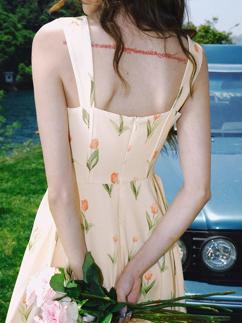 Ethereal Tulip Blossom Corset Dress