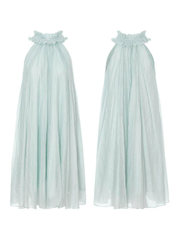 Ethereal Ruffle Halter Dress