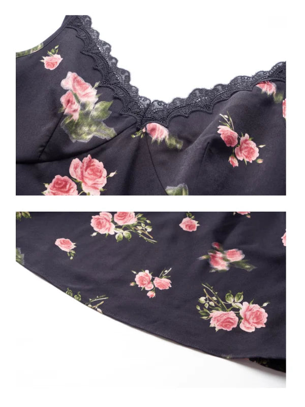 Midnight Rose Lace Trim Dress