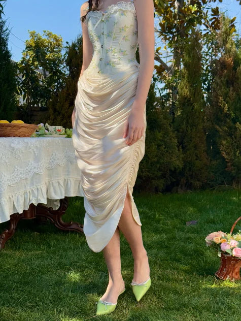 Roseveil Draped Satin Skirt