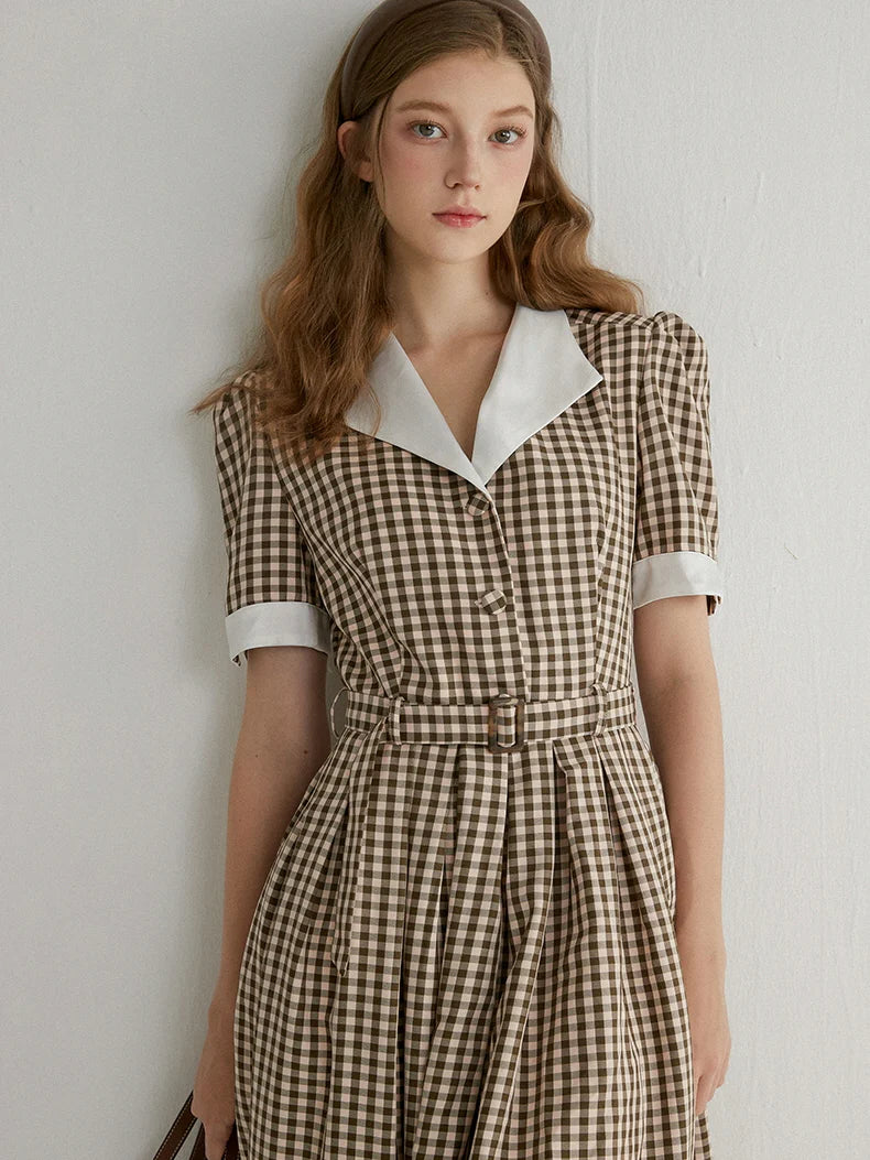 Vintage Charm Gingham Midi Dress