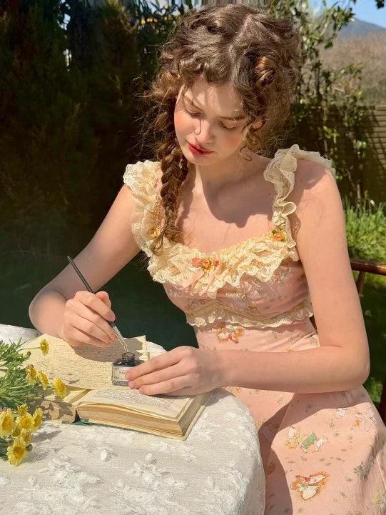 Whimsical Oil Painting Cottage Dress