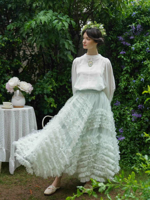 Whimsical Cloud Ruffle Skirt