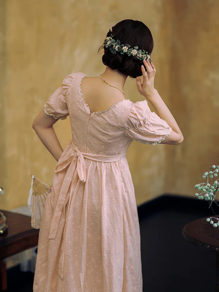Blush Embroidered Cotton Tea Dress