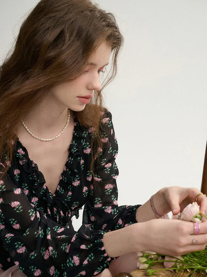 Midnight Rose Vintage Blouse