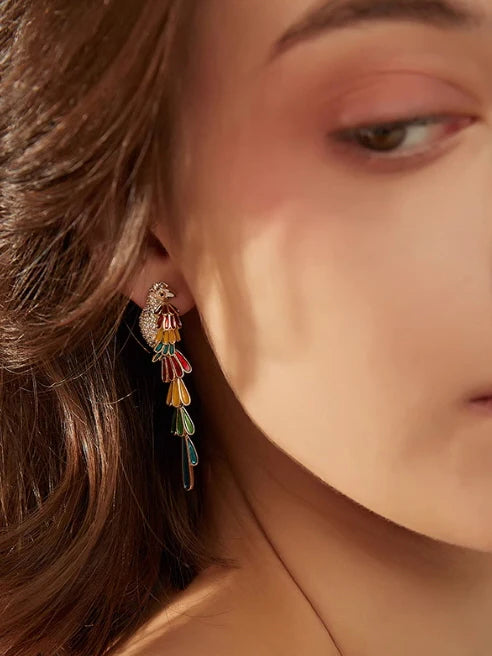 Tropical Parrot Dangle Earrings