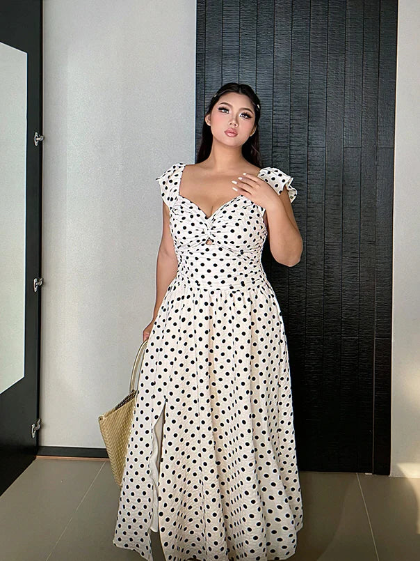 Romantic Polka Dot Plus Size Ruffle Dress