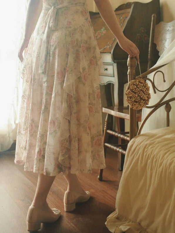 Ethereal Rose Garden Ruffle Dress