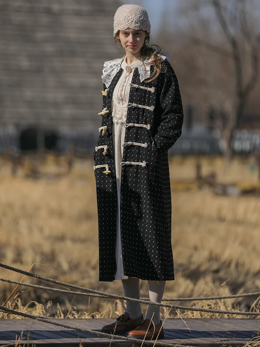 Vintage Polka Dot Lace Collar Coat