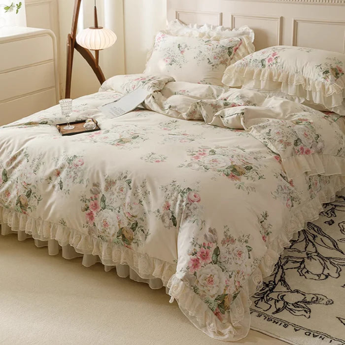 Floral Princess Cotton Frill Bedding Set