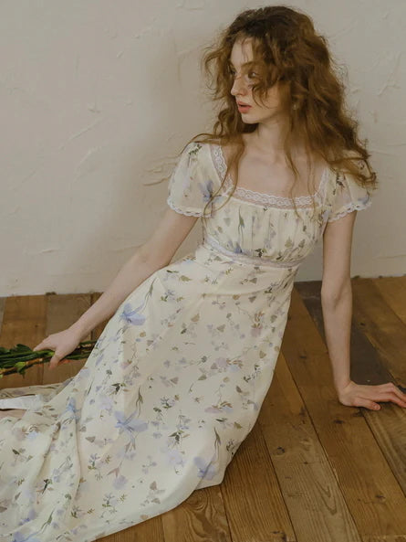 Fairy Garden Lace Trim Floral Dress