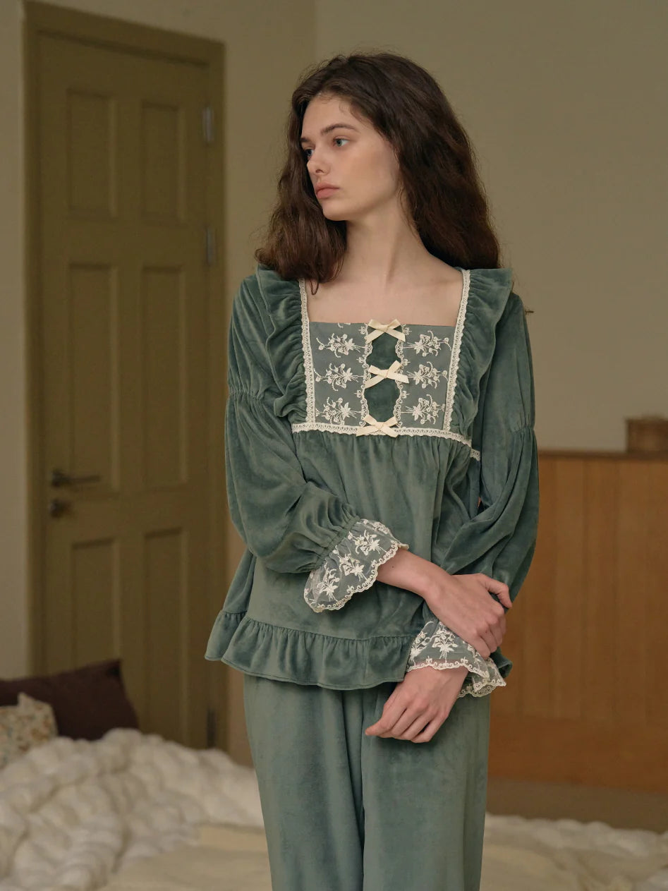Velvet Garden Lace Pajama Set