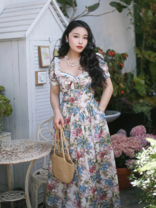 Romantic Vintage Garden Floral Dress