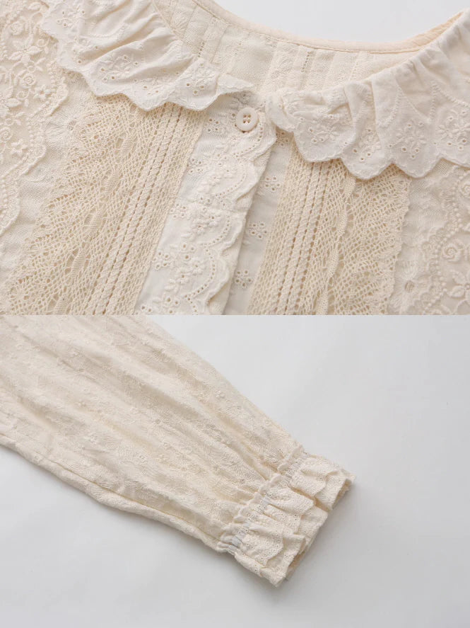 Antique Cream Lace Panel Blouse