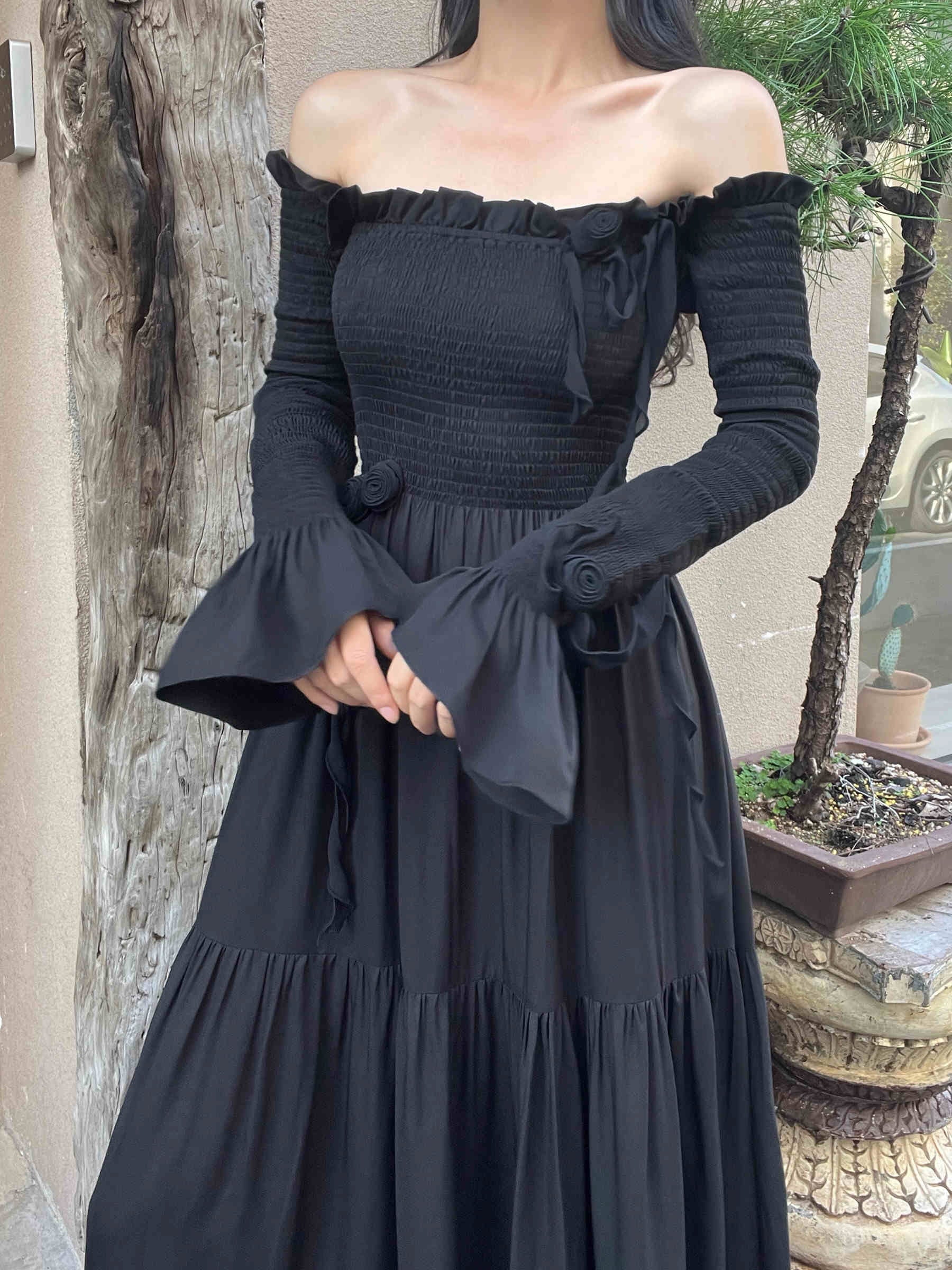 Romantic Cotton Retro Off-Shoulder Dress