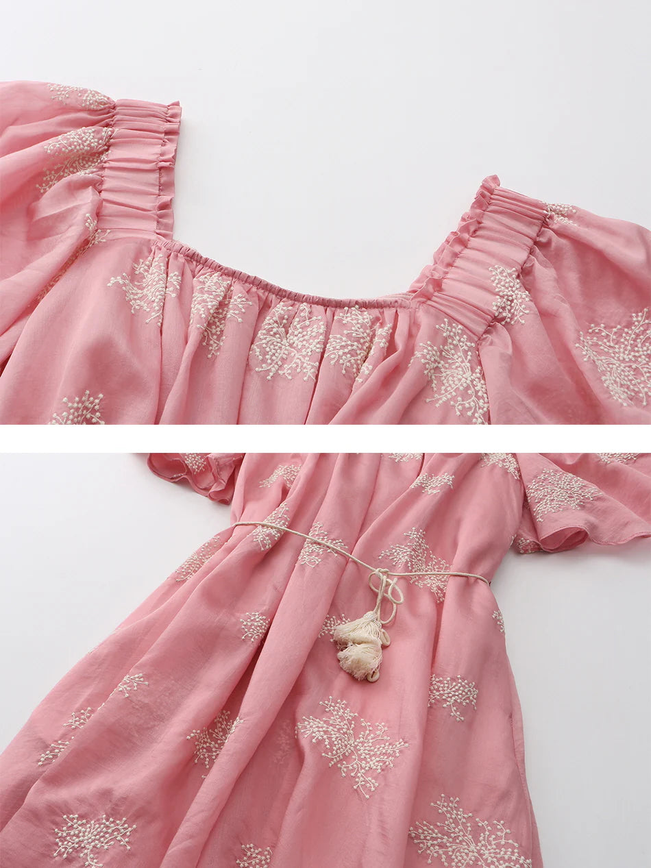 Clara's Retro Pink Elegance Dress
