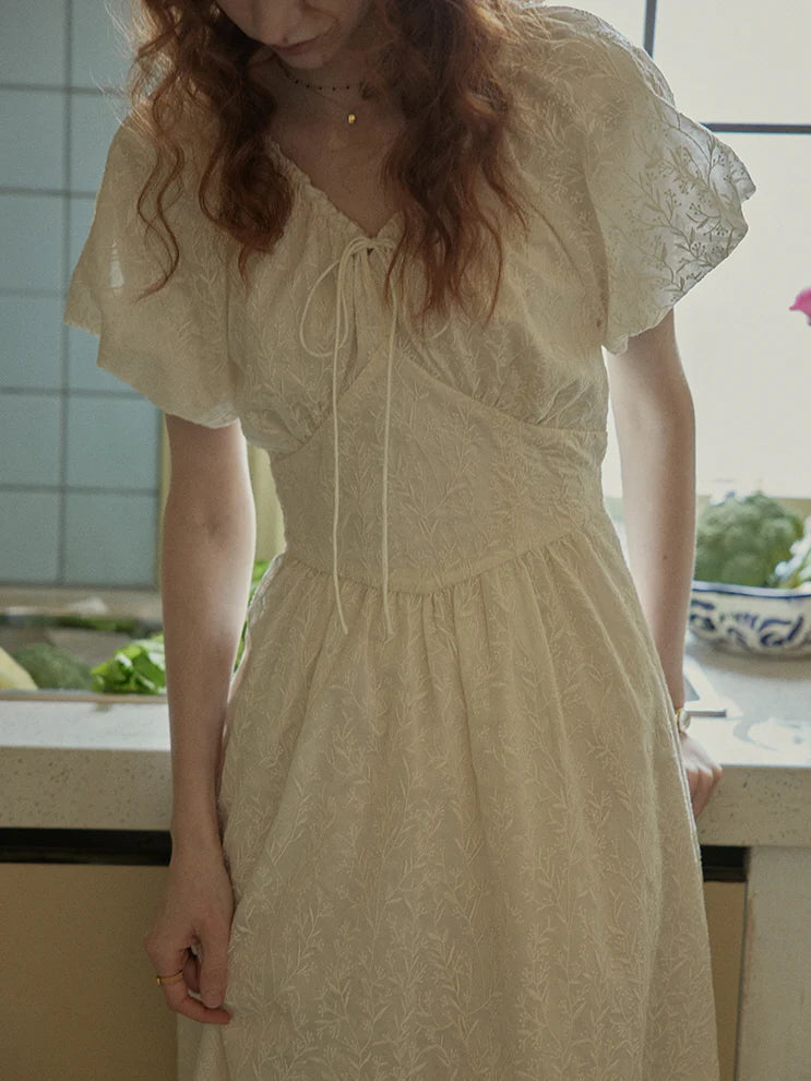 Enchanted Embroidered Puff Sleeve Dress