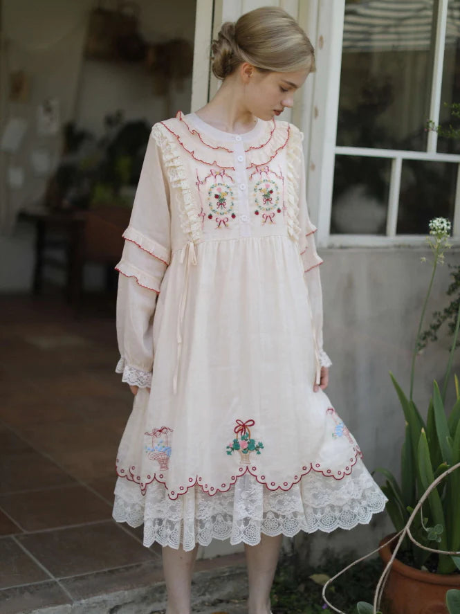 Ramie Embroidered Garden Dress