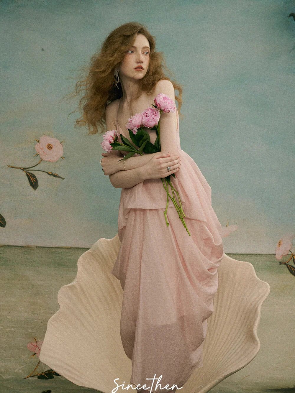 Ethereal Blush Draped Gown