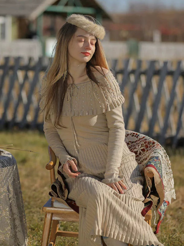 Beige Serenity of Knit Dress