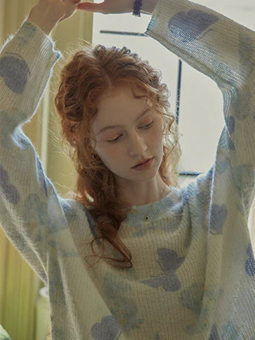 Soft Pastel Butterfly Knit Sweater