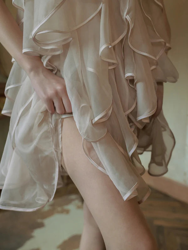 Blush Rose Ruffle Halter Dress