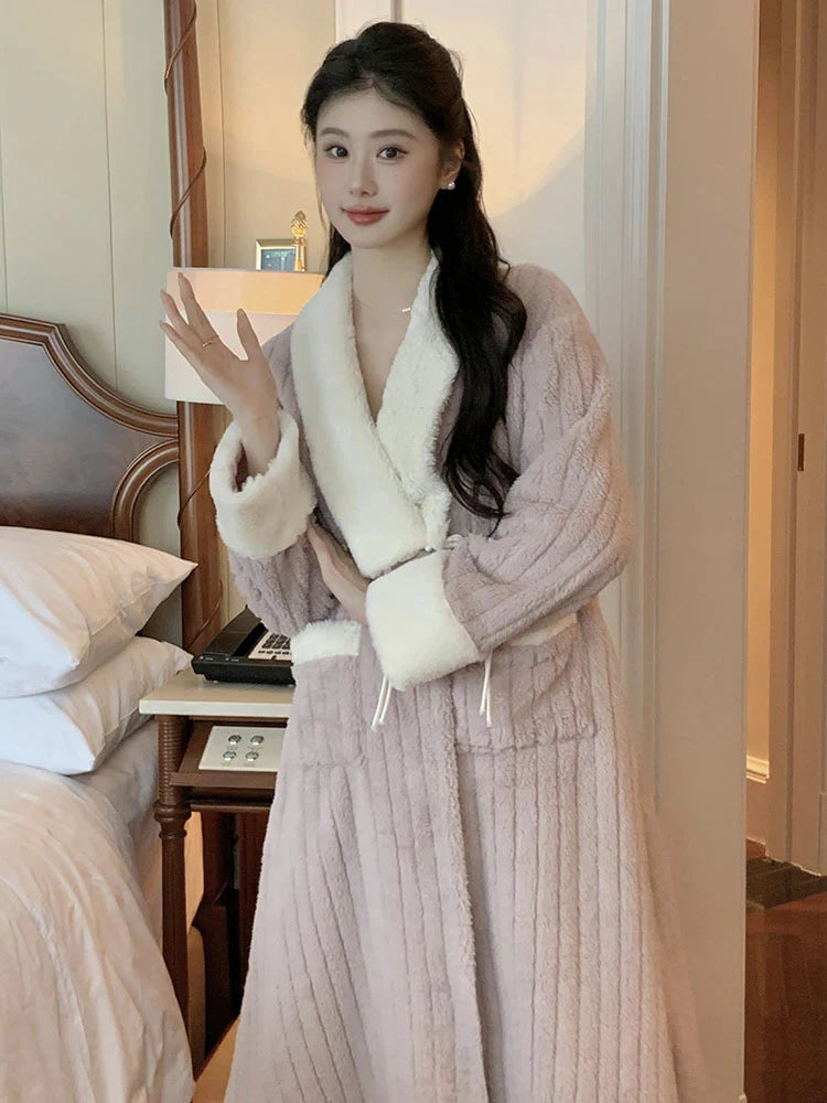 Plush Velvet Winter Shawl Robe