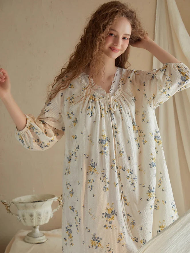 Blossom Whisper Vintage Cotton Nightgown