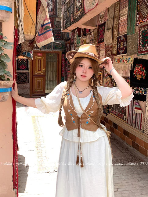 Western Prairie Embroidered Vest Dress
