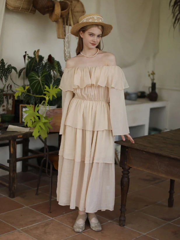 Sunlit Ruffle Linen Dress