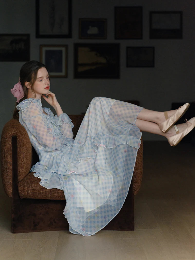 Blue Gingham Ruffle Dream Dress